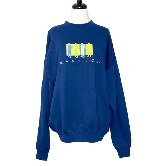 Vintage Barry Manilow Navy Crewneck Sweater XXL - Picture 1 of 7